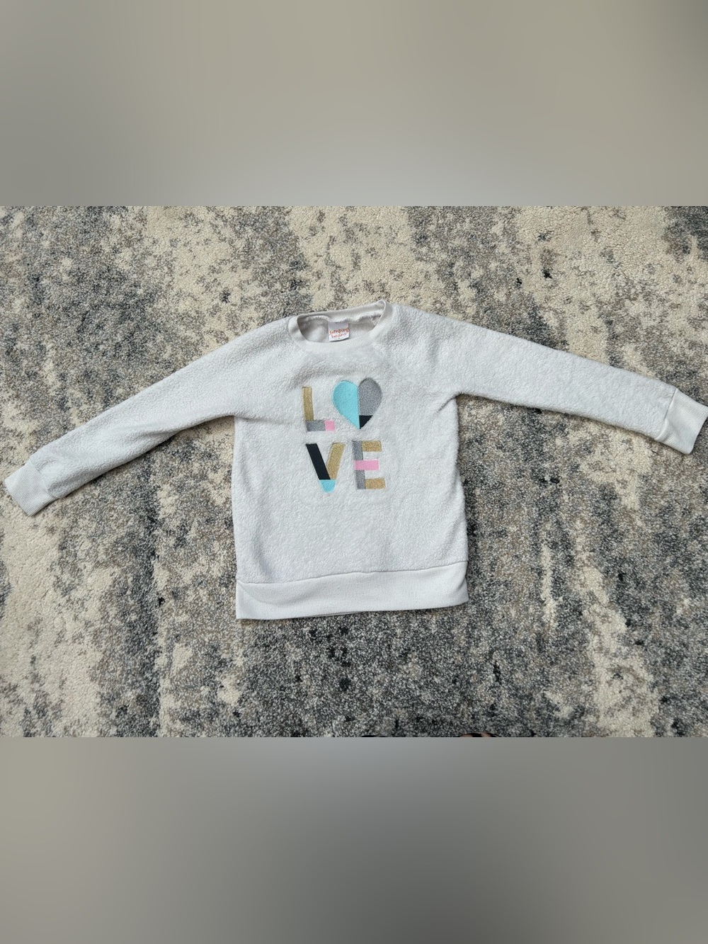 jumping beans White 'LOVE' Heart Graphic Sweatshirt with Pastel Accents